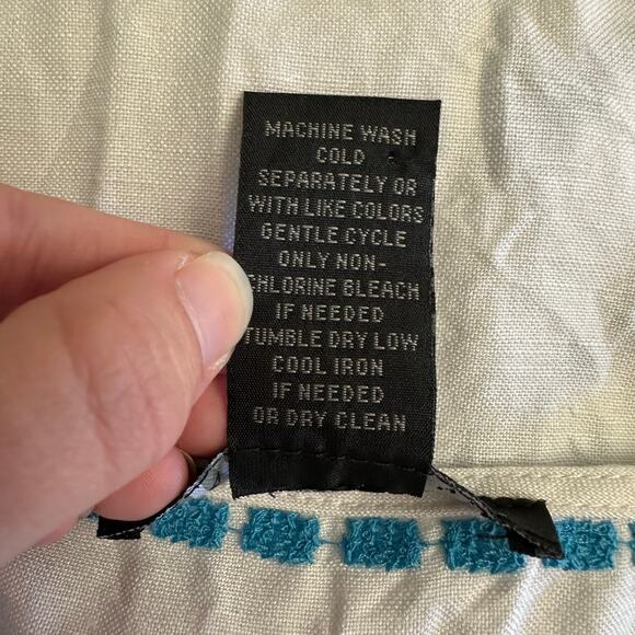 Grace Elements White Blue Embroidered Linen Blend Tunic Top L Classic Coastal - Picture 7 of 7